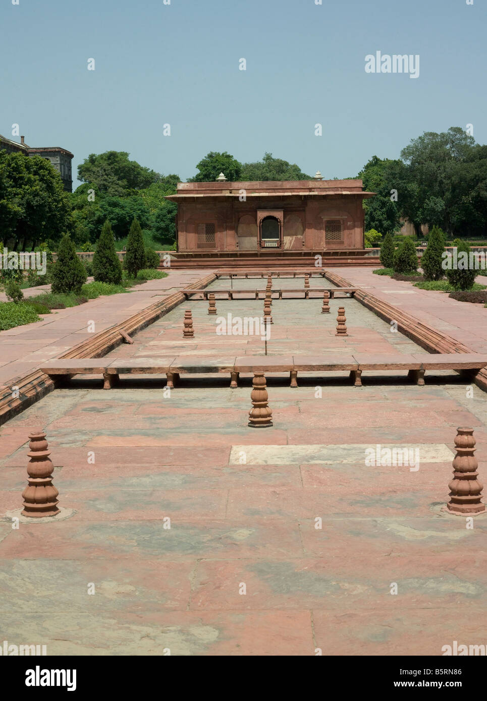 Red Fort Delhi India di arenaria rossa e il padiglione costruito da Shah Jahan 1639-48 Foto Stock