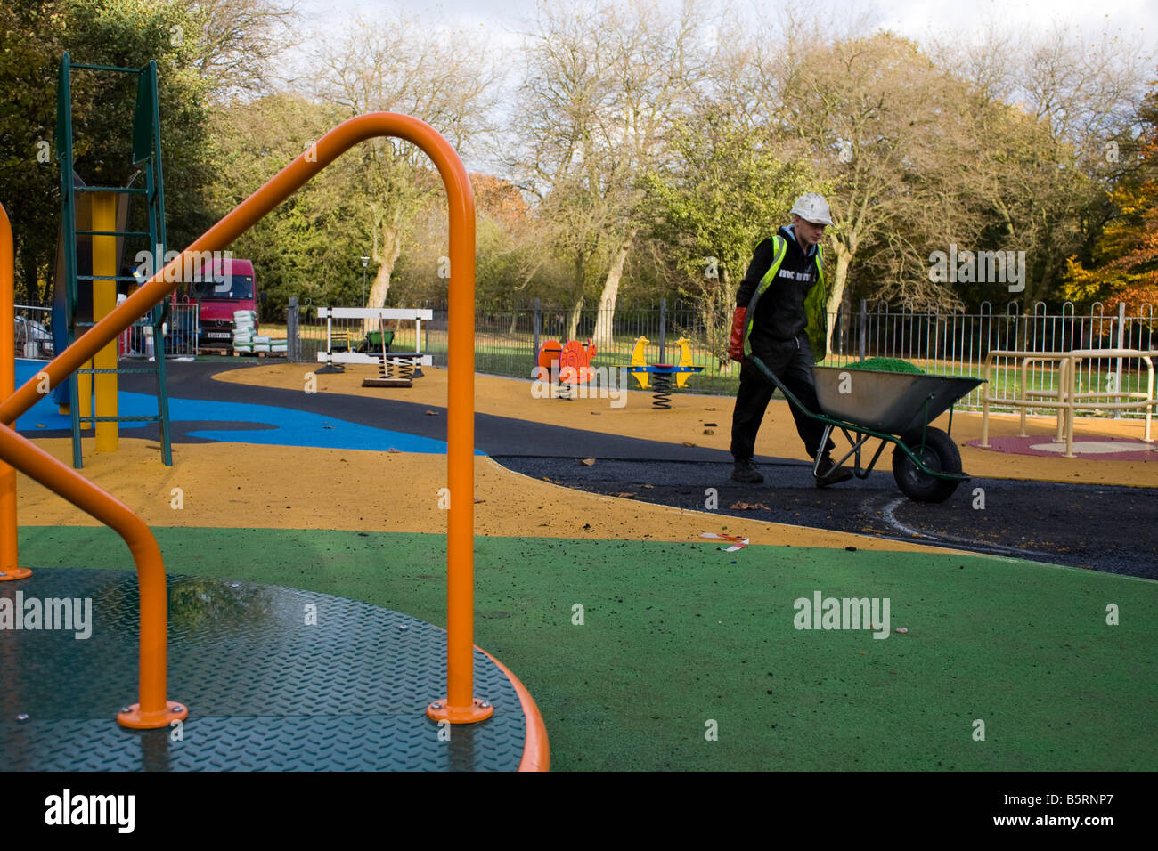 Parco giochi di costruzione Parco Seftron Liverpool Foto Stock