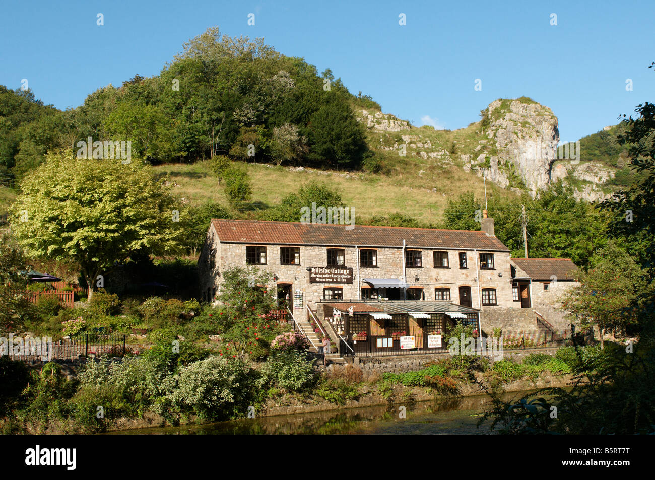 Cottage Hillside caffè del mattino ora di pranzo snack crema di tè e doni Cafe in Cheddar Gorge Somerset REGNO UNITO Foto Stock