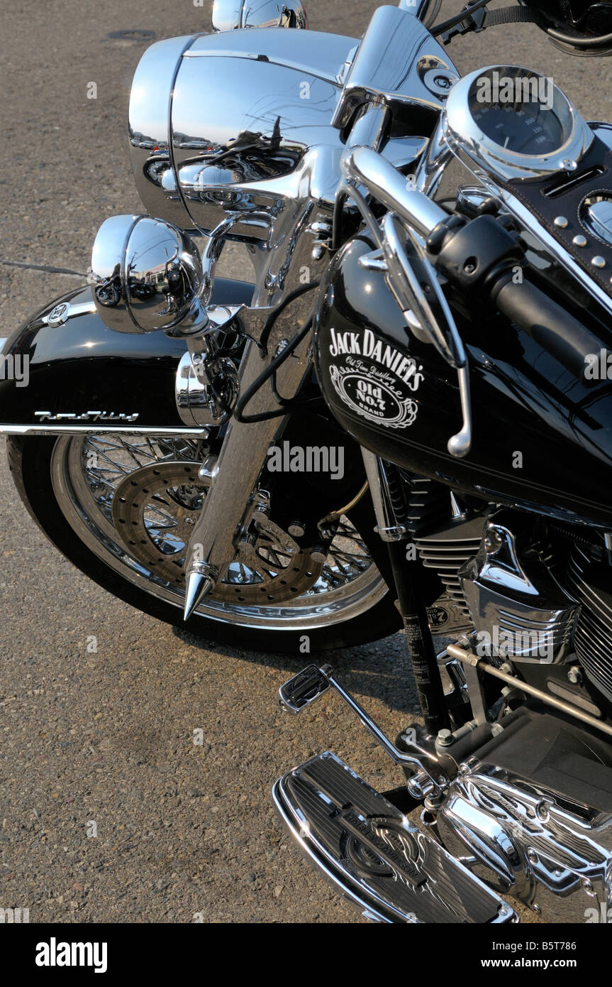 Harley-Davidson moto parcheggiate lungo Lincoln boulevard, Marina Del Rey, California Foto Stock