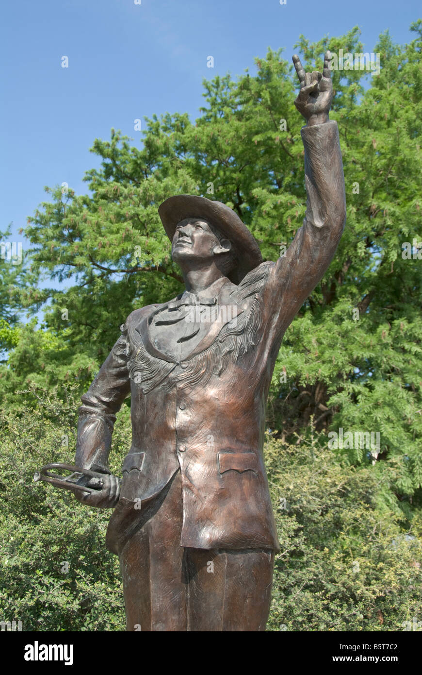 Texas Hill Country Austin University of Texas Longhorn Band gancio scultura em corna segnale di mano Foto Stock