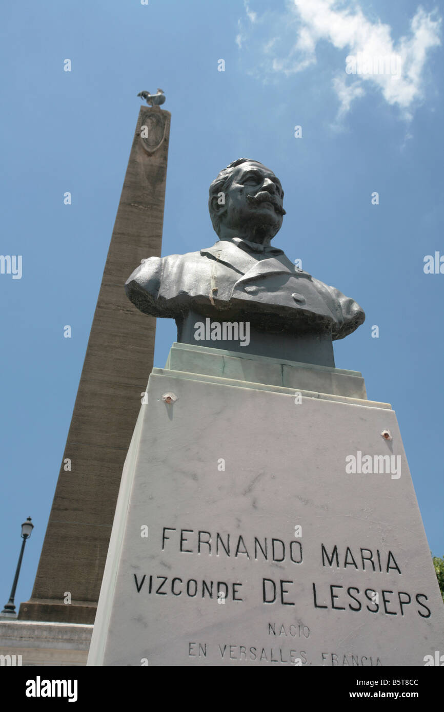 Ferdinando Lessepps busto presso il Plaza de Francia Las Bovedas del Casco Antiguo o Casco Viejo di Panama City. Foto Stock