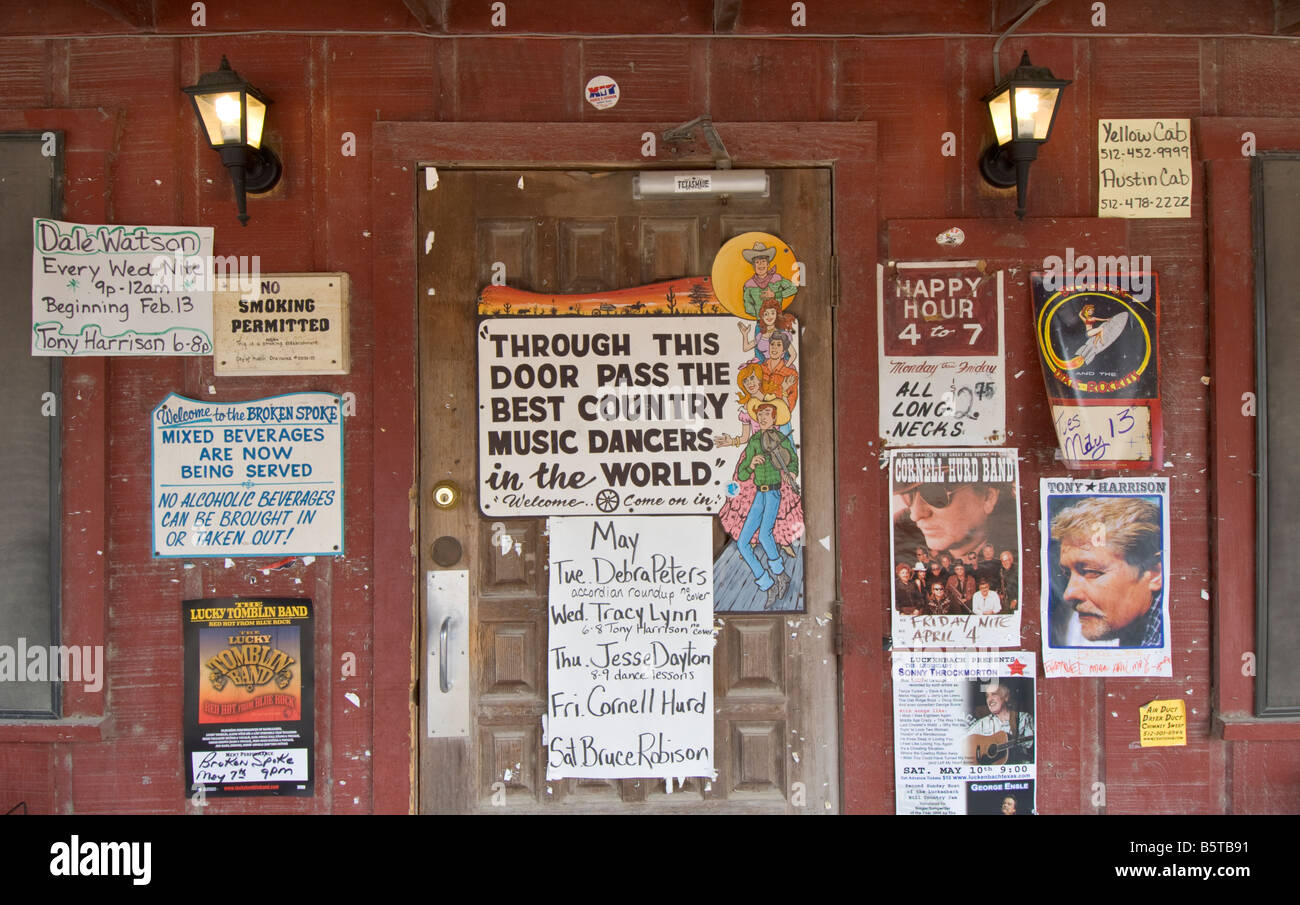 Texas Hill Country Austin Broken Spoke honky tonk bar saloon dance hall ristorante country western music venue Foto Stock