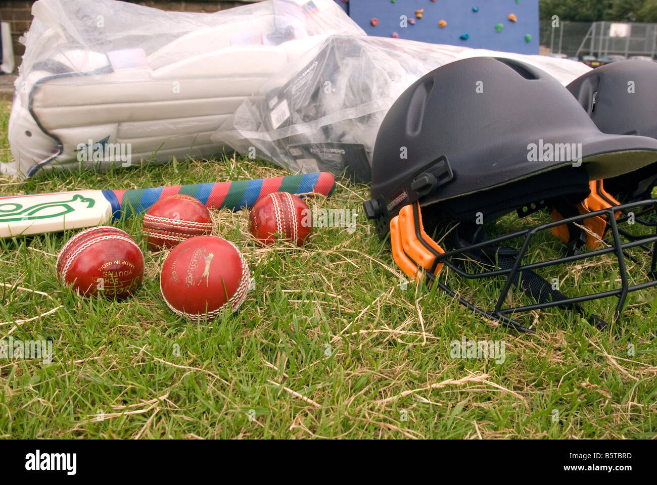 Cricket attrezzature per battitore, Londra, Regno Unito. Foto Stock