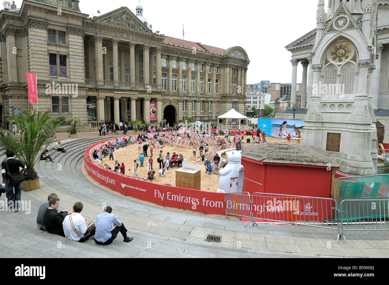 Spiaggia di temporanea in Chamberlain Square, Birmingham. Foto Stock