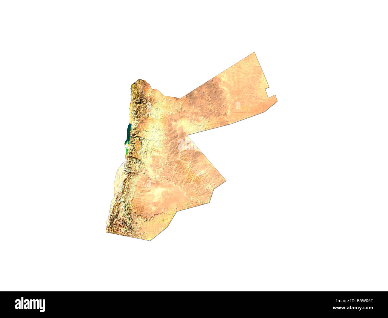 Immagine satellitare della Giordania isolati su sfondo bianco Foto Stock