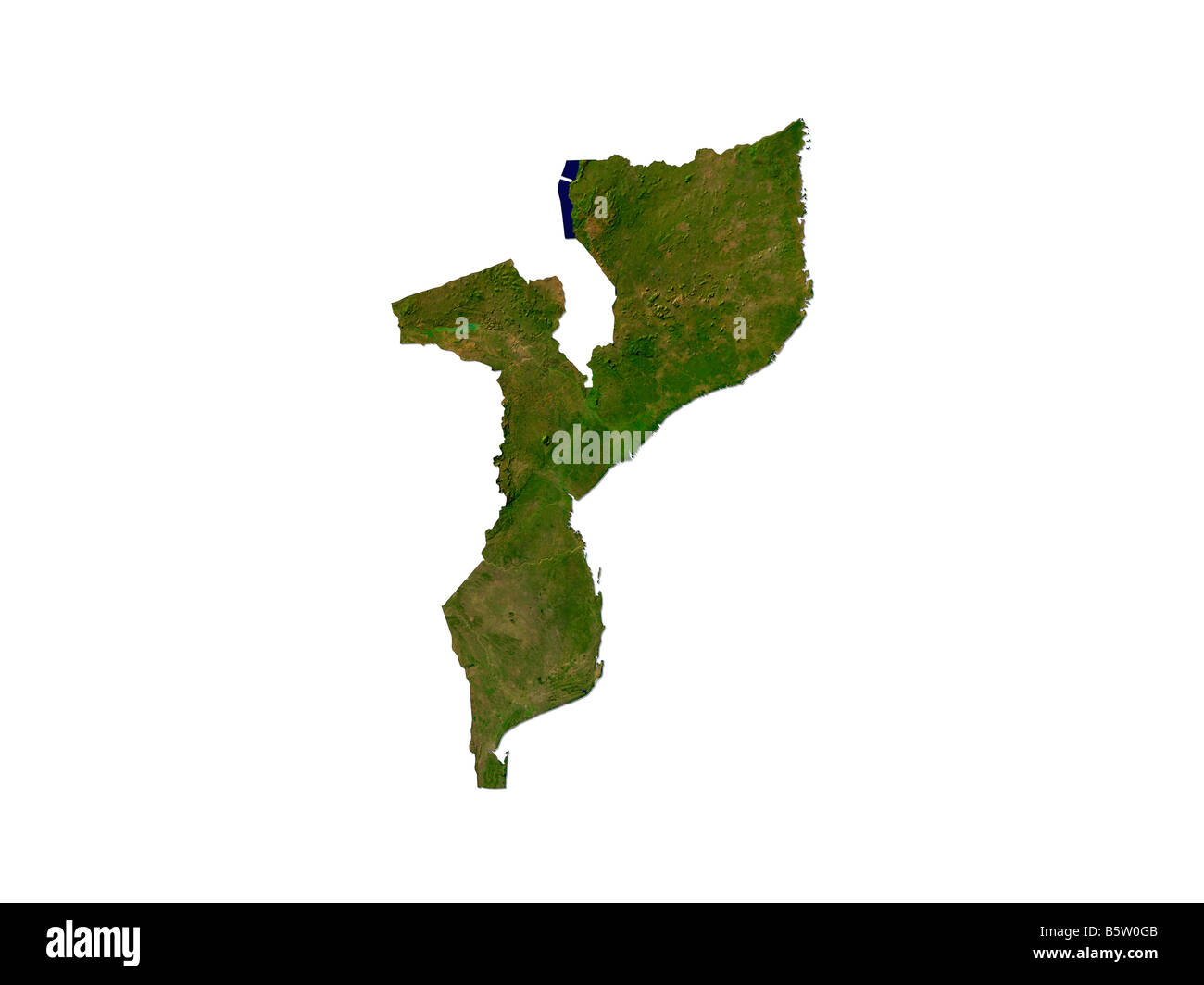 Immagine satellitare del Mozambico isolati su sfondo bianco Foto Stock