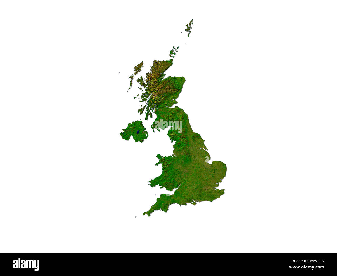 Immagine satellitare del Regno Unito isolati su sfondo bianco Foto Stock