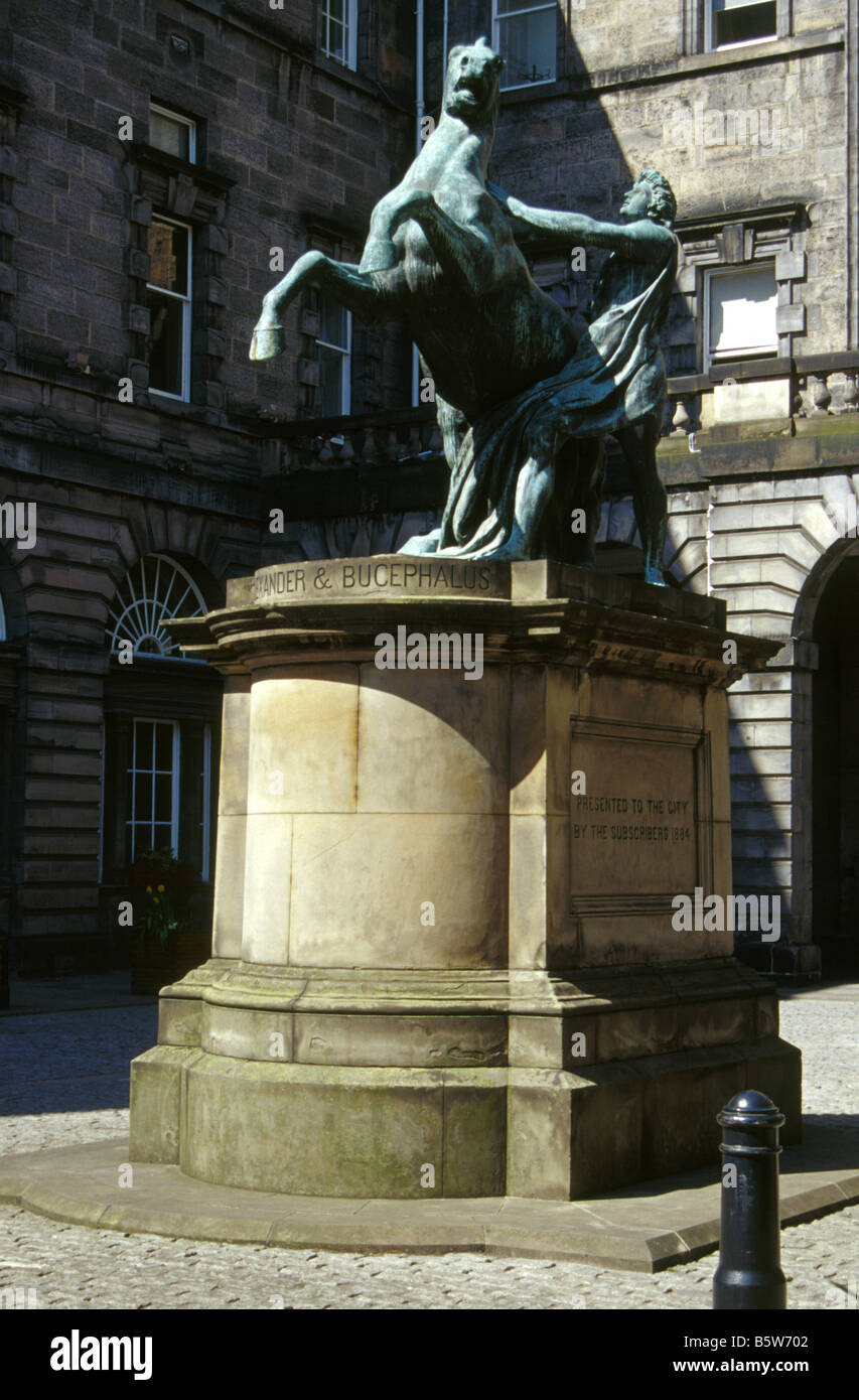 Alexander & Bucephalus statua, Edimburgo, Scozia. Foto Stock