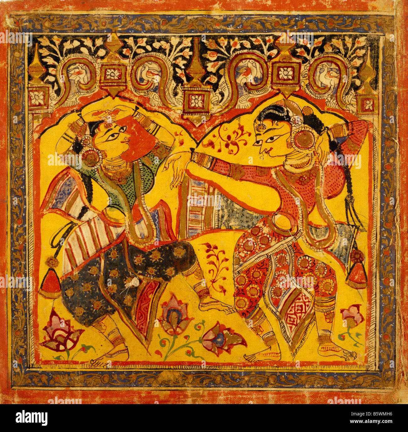 Ballerino da dettagliate di Sarasvati Papa Gujerat carta del XIV secolo. Museo Nazionale di Nuova Delhi India 63 Foto Stock