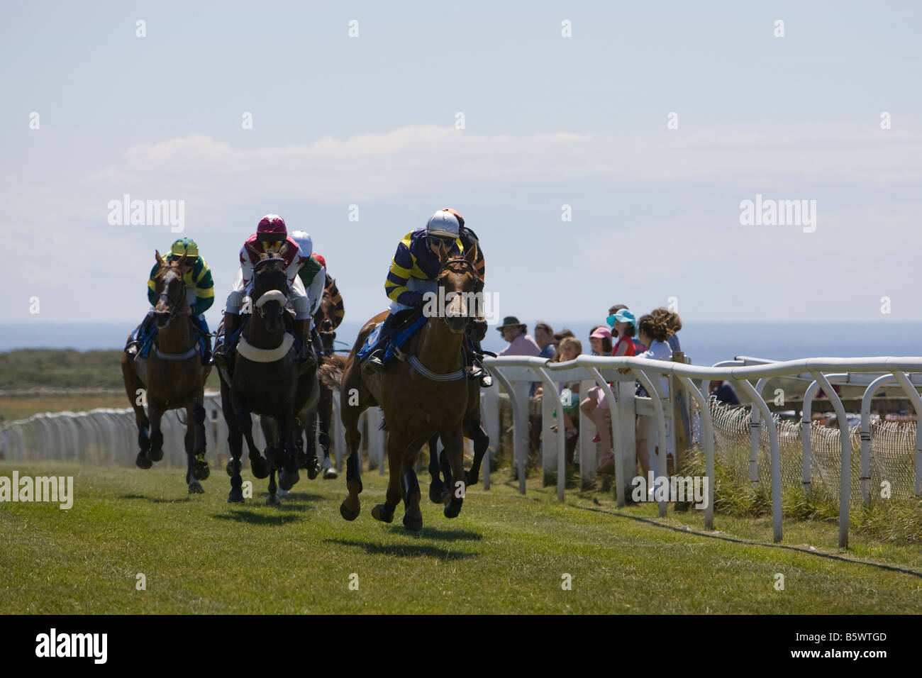 La razza Jersey Club Les Landes Race Course Jersey ,le Isole del Canale della Manica UK Regno Unito GB Gran Bretagna Foto Stock