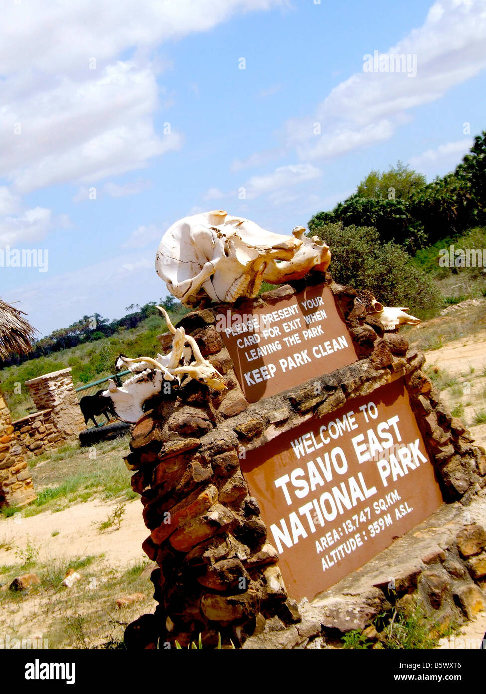 Paesaggio parco nazionale orientale di Tsavo Kenya Africa Foto Stock