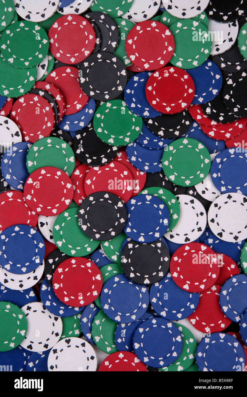 Un mucchio di poker chips Foto Stock
