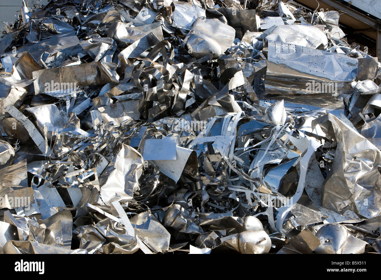 Acciaio inossidabile di rottami di acciaio di un centro di riciclaggio a Sheffield Foto Stock