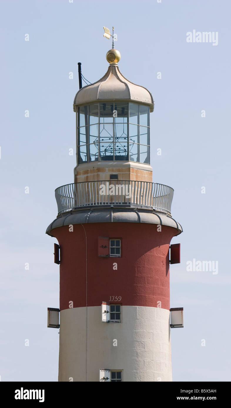 Il vecchio faro di Eddystone, Smeaton la torre fu costruito su Plymouth Hoe di celebrarla design rivoluzionario Foto Stock