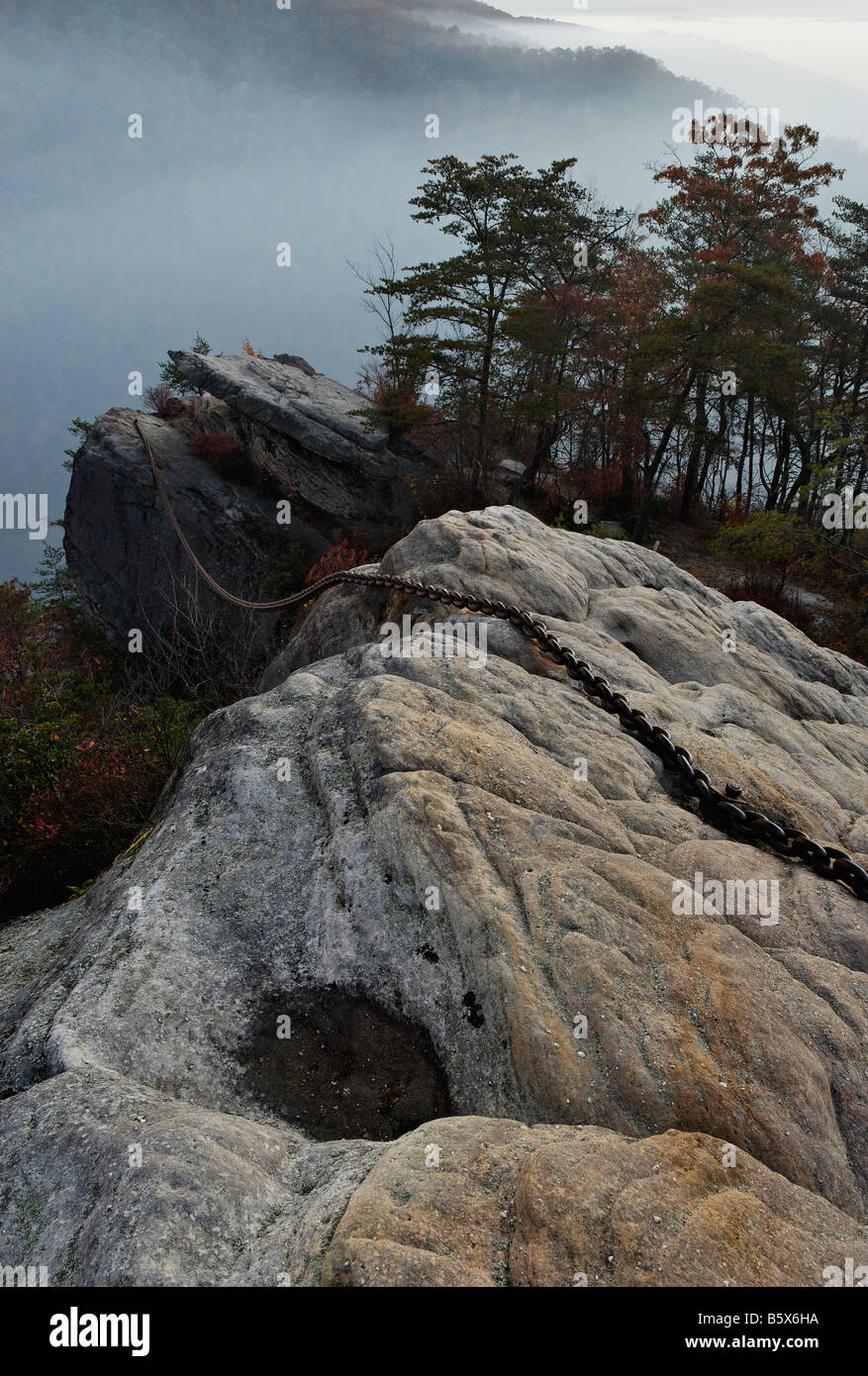 Lo spuntar del giorno a incatenato Rock in Pine Mountain State Park Bell County Kentucky Foto Stock