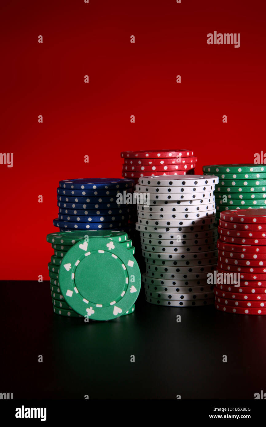 Pile di poker chips Foto Stock