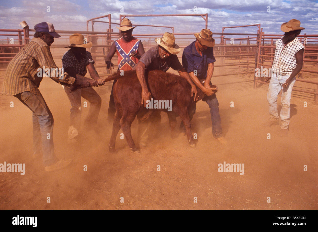 Stockmen aborigena, outback Australia Foto Stock