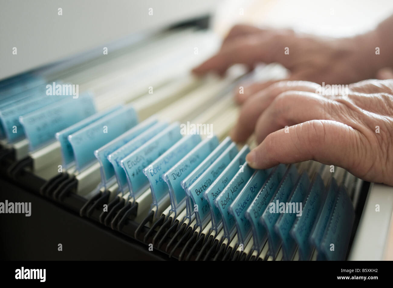 Dottore di ricerca file di pazienti Foto Stock