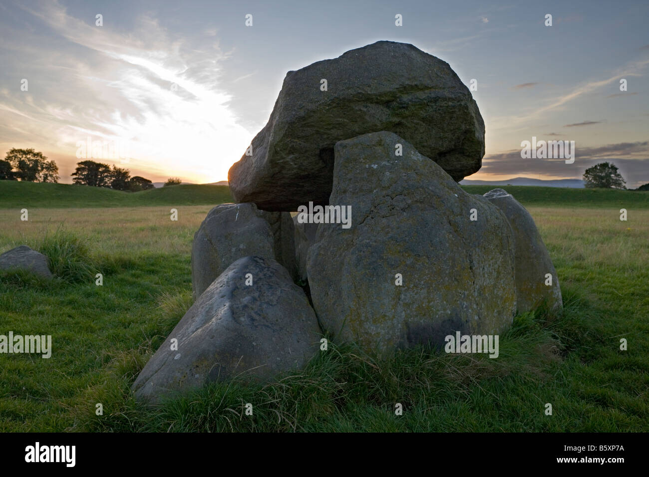 Dolmen tomba, Giant's Ring, Lagan Valley, Belfast, Irlanda del Nord Foto Stock