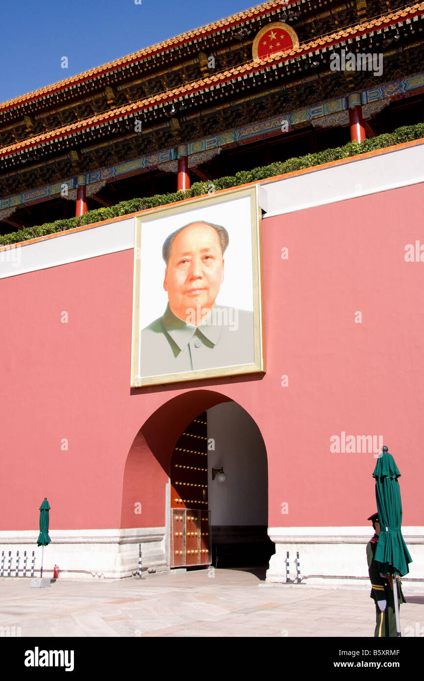 Foto di Mao al gate di Tiananmen a Pechino in Cina Foto Stock