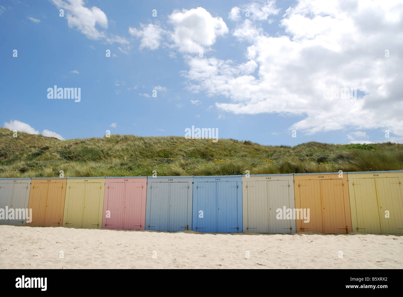 Cabine Domburg beach Zeeland Paesi Bassi Foto Stock