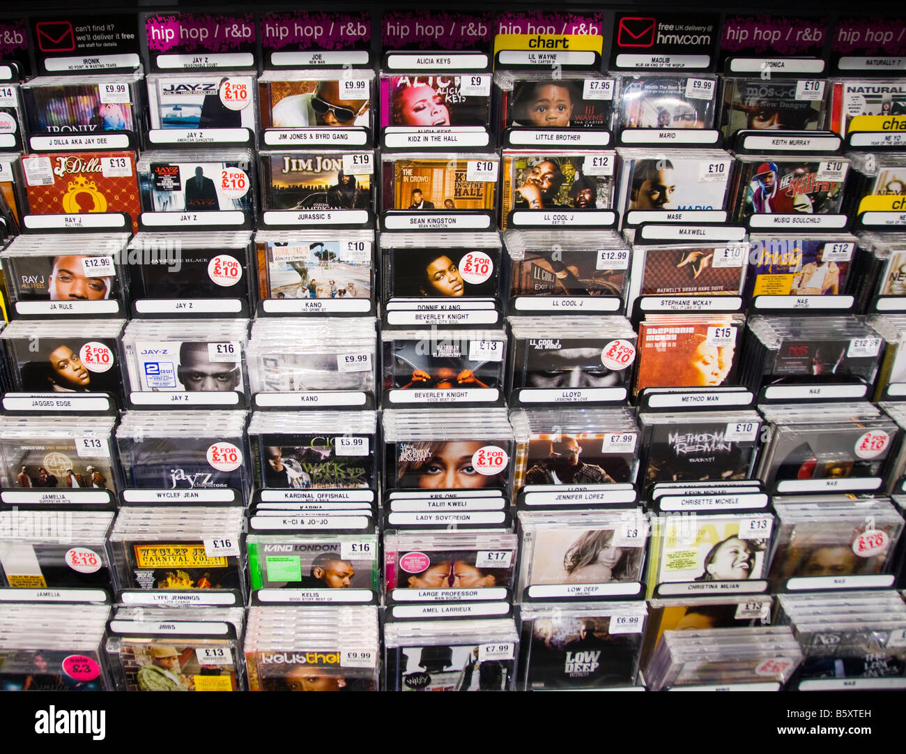 Hip Hop e R e B CD musicale s in vendita in un negozio Foto Stock