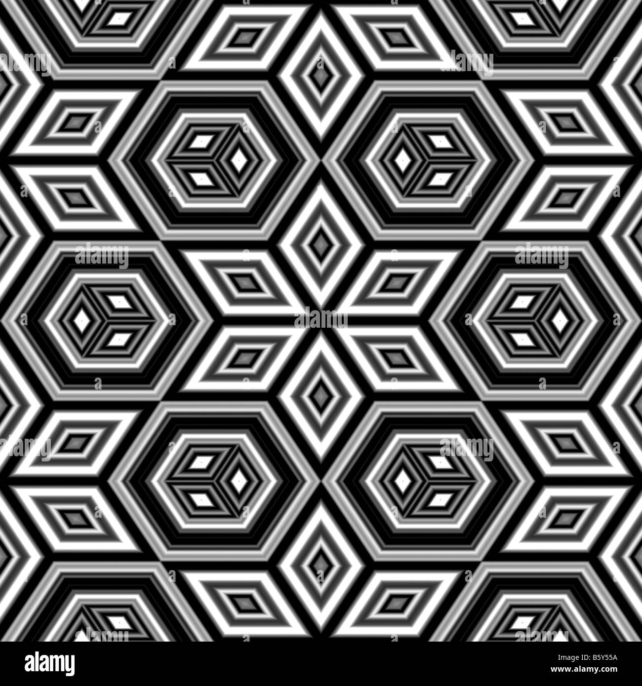 Bianco e nero modello geometrico che le piastrelle senza problemi Foto Stock