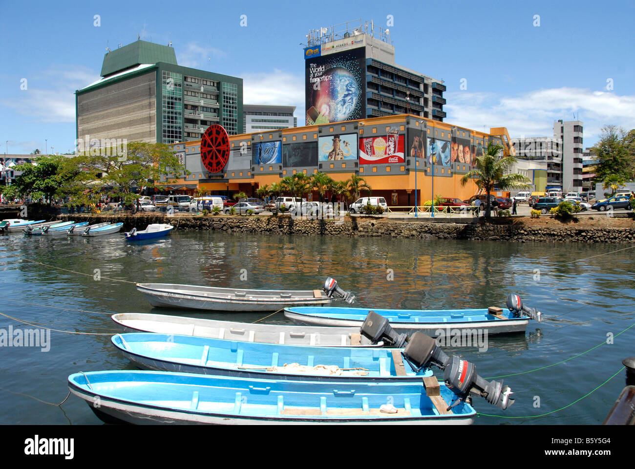 Edifici portuali Suva Fidji Foto Stock