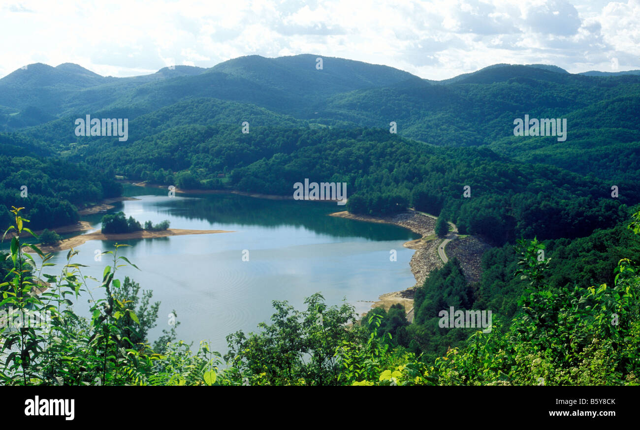 Vista sul lago di Glenville, nel Nantahala National Forest, vicino i cassieri, NC Foto Stock