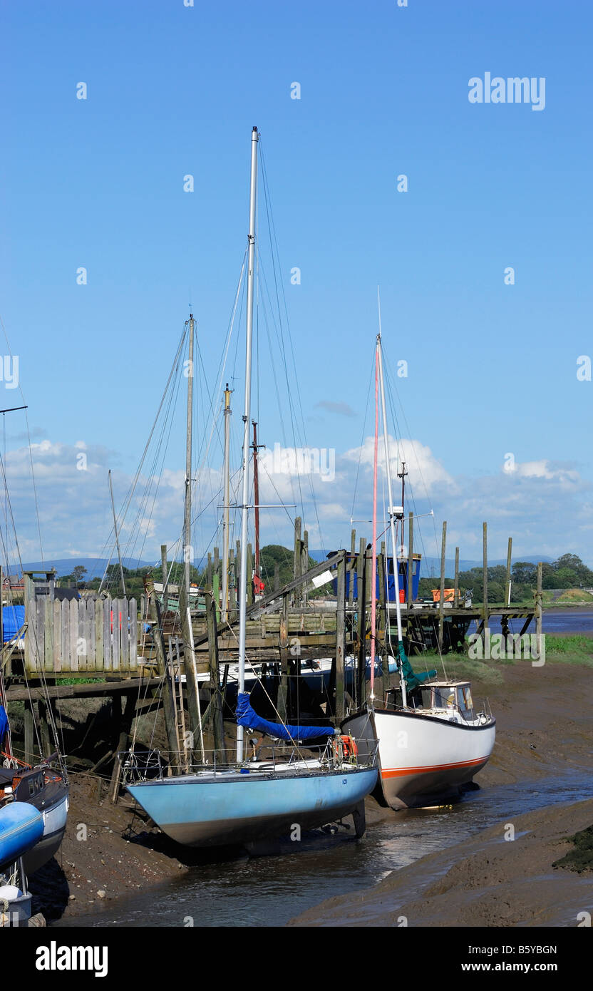 Yachts a Skippool Creek sul fiume Wyre vicino a Blackpool Foto Stock