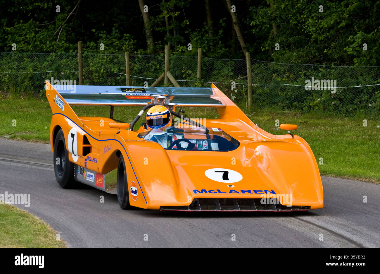 1972 McLaren-Chevrolet M8F Can Am racer a Goodwood Festival della velocità, Sussex, Regno Unito. Foto Stock