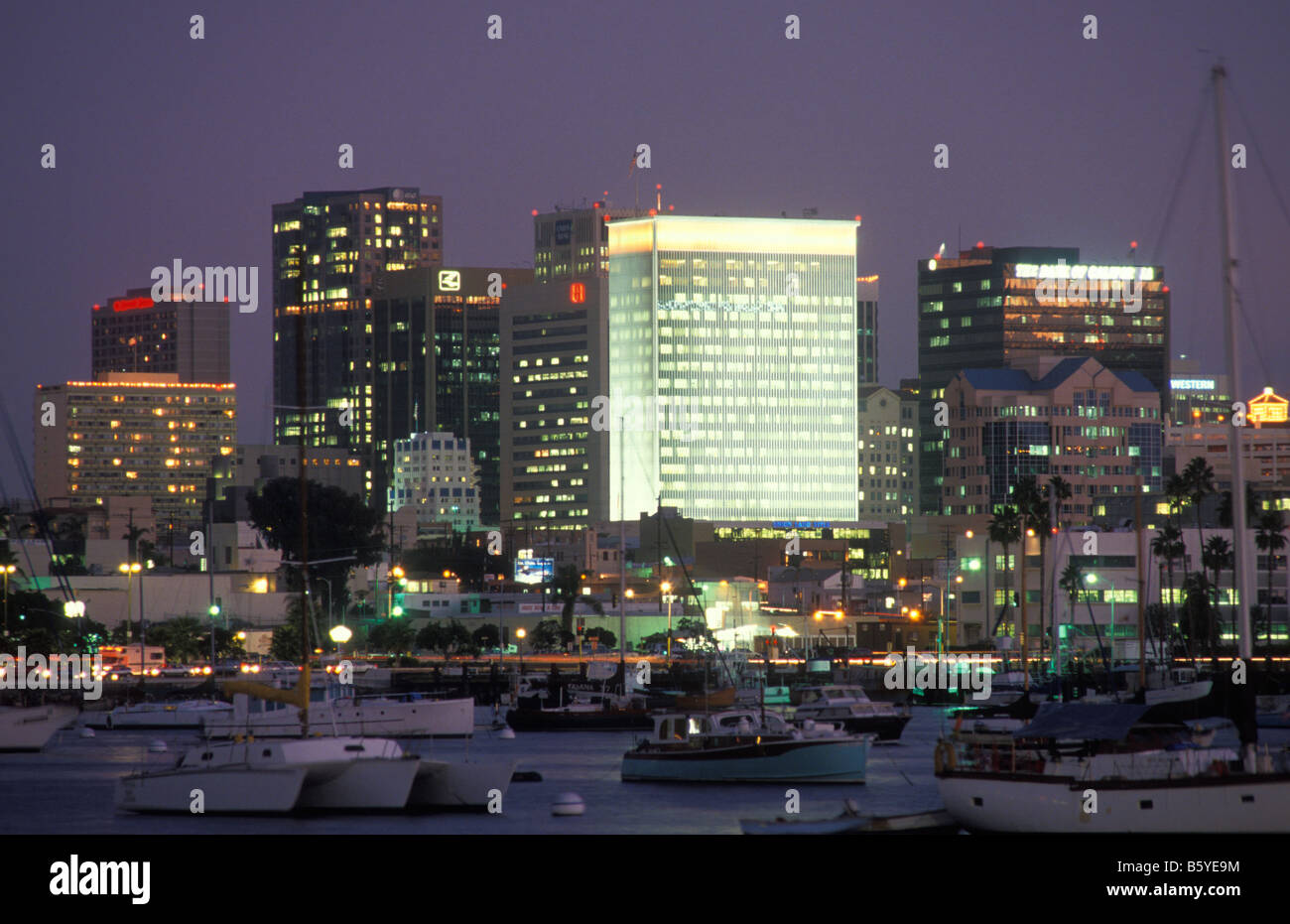 Skyline, San Diego, Notte, California, America, STATI UNITI D'AMERICA Foto Stock