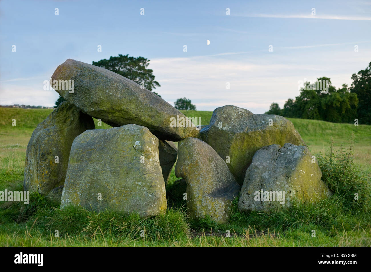 Dolmen tomba, Giant's Ring, Lagan Valley, Belfast, Irlanda del Nord Foto Stock