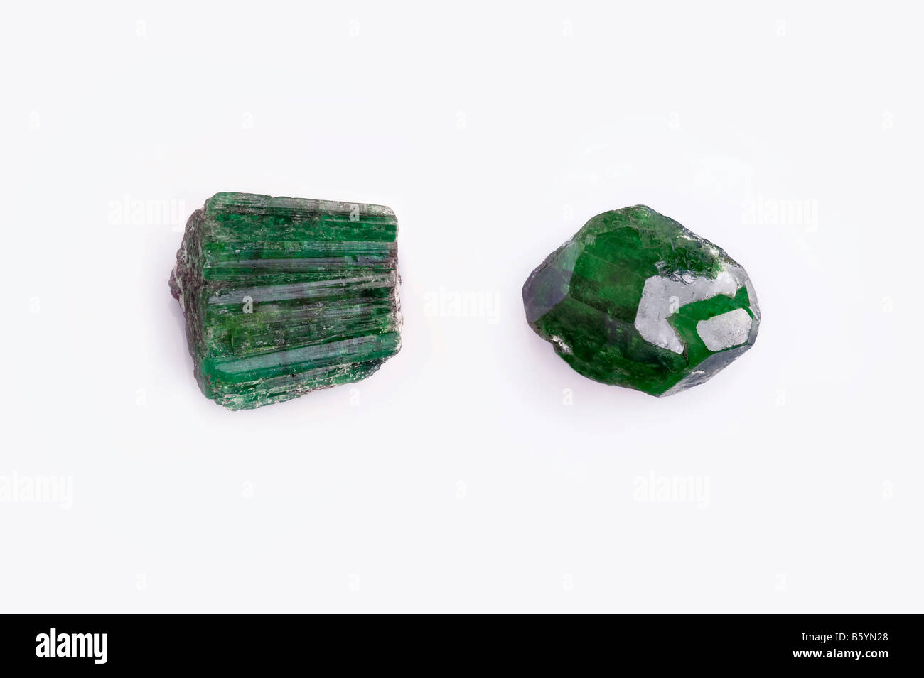 Naturale di cristalli di smeraldo Foto Stock