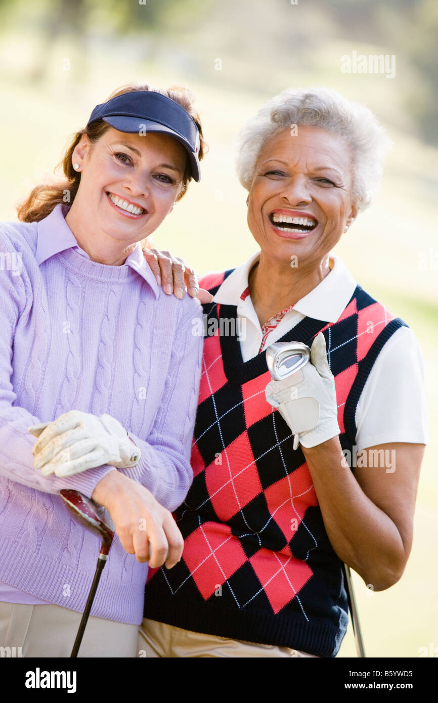 Ritratto di due golfisti femmina Foto Stock