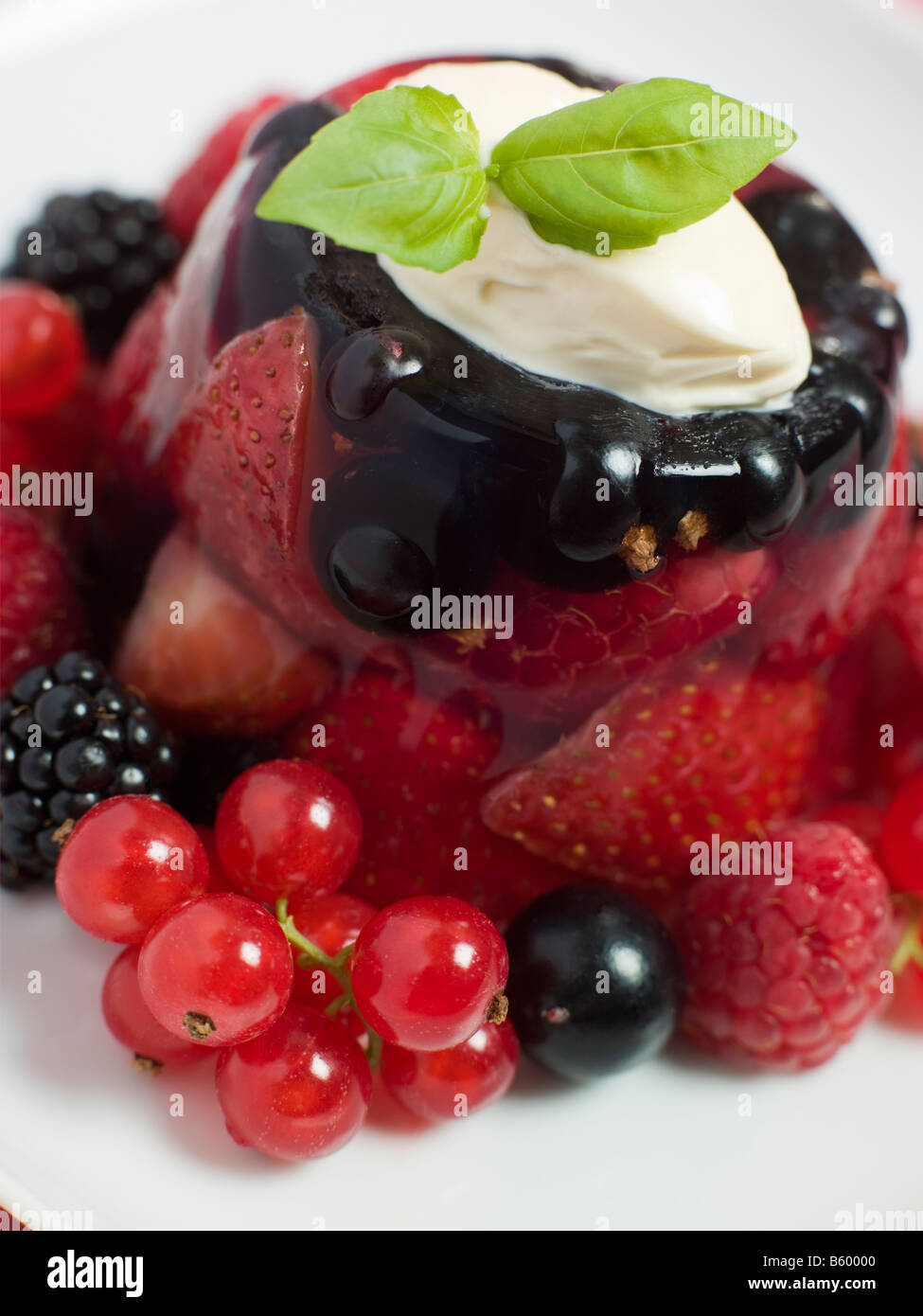 Champagne Berry Jelly con Clotted Cream Foto Stock