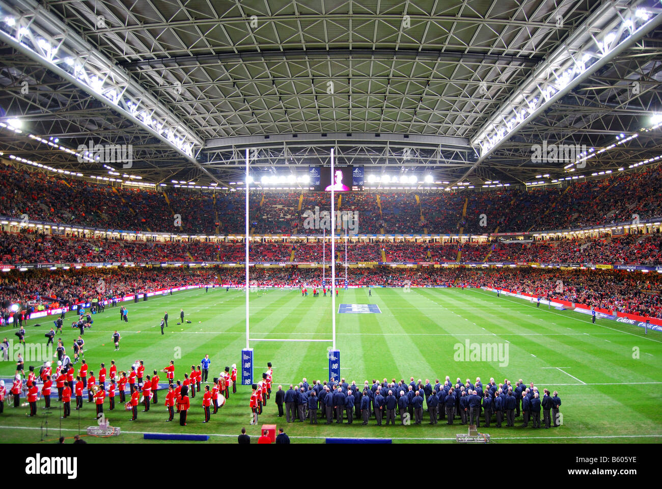 Pre-match intrattenimento, All Blacks vs Galles partita di rugby, Millenium Stadium di Cardiff, Galles, Regno Unito Foto Stock