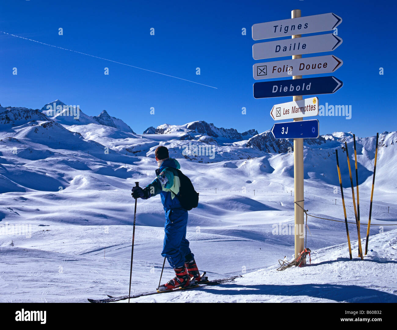 Sciatore Val D'isere Alpi Francesi Francia Foto Stock