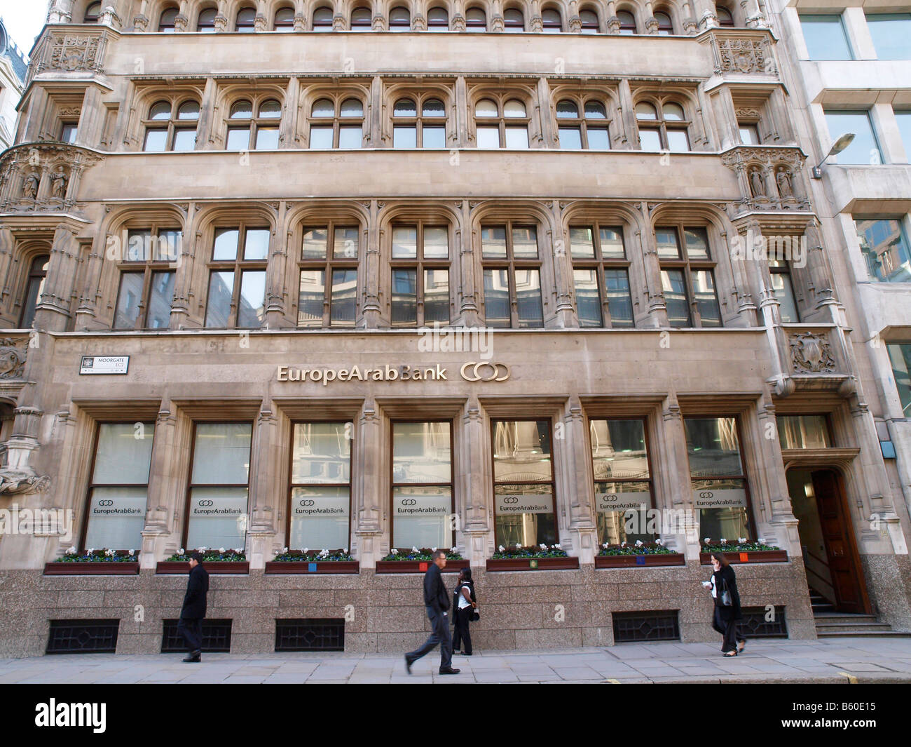 Moorgate London EuropeArabBank plc la City di Londra Inghilterra Foto Stock