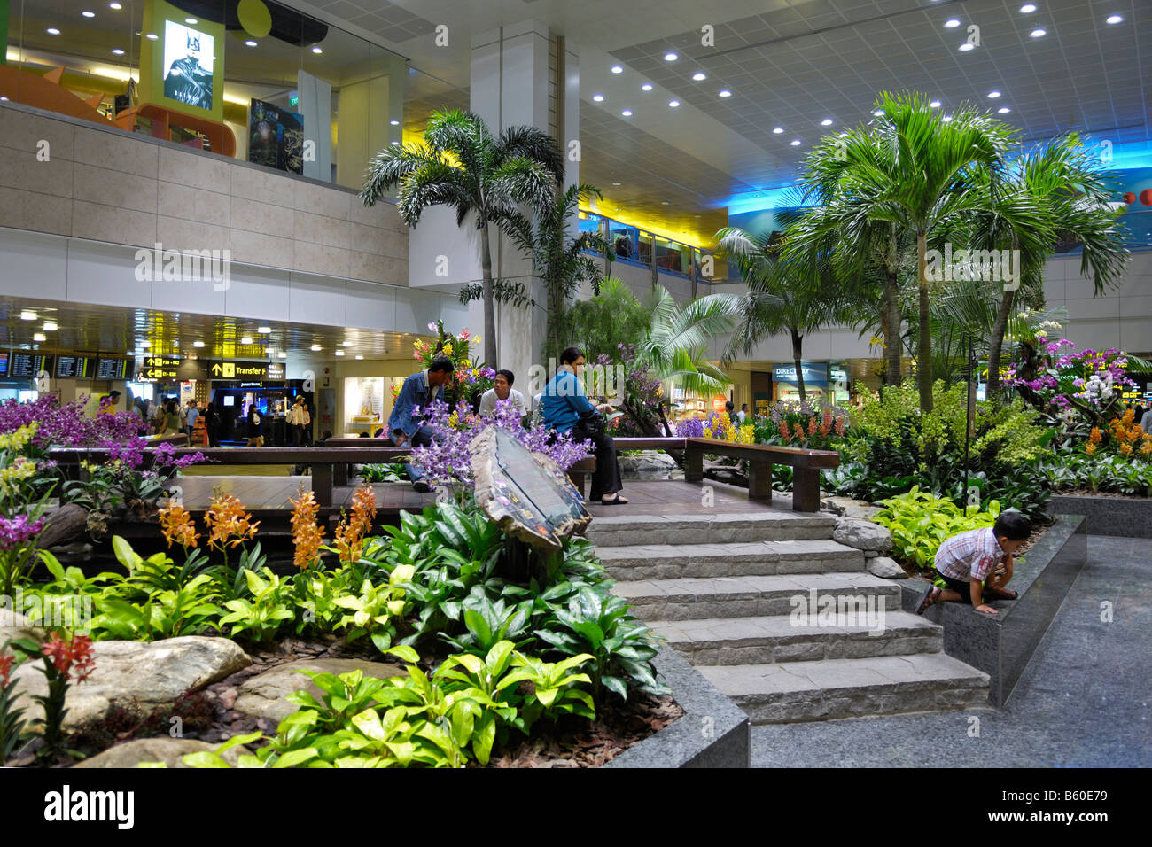 Dall'Aeroporto di Singapore, Singapore Changi International Airport, Singapore, Asia Foto Stock