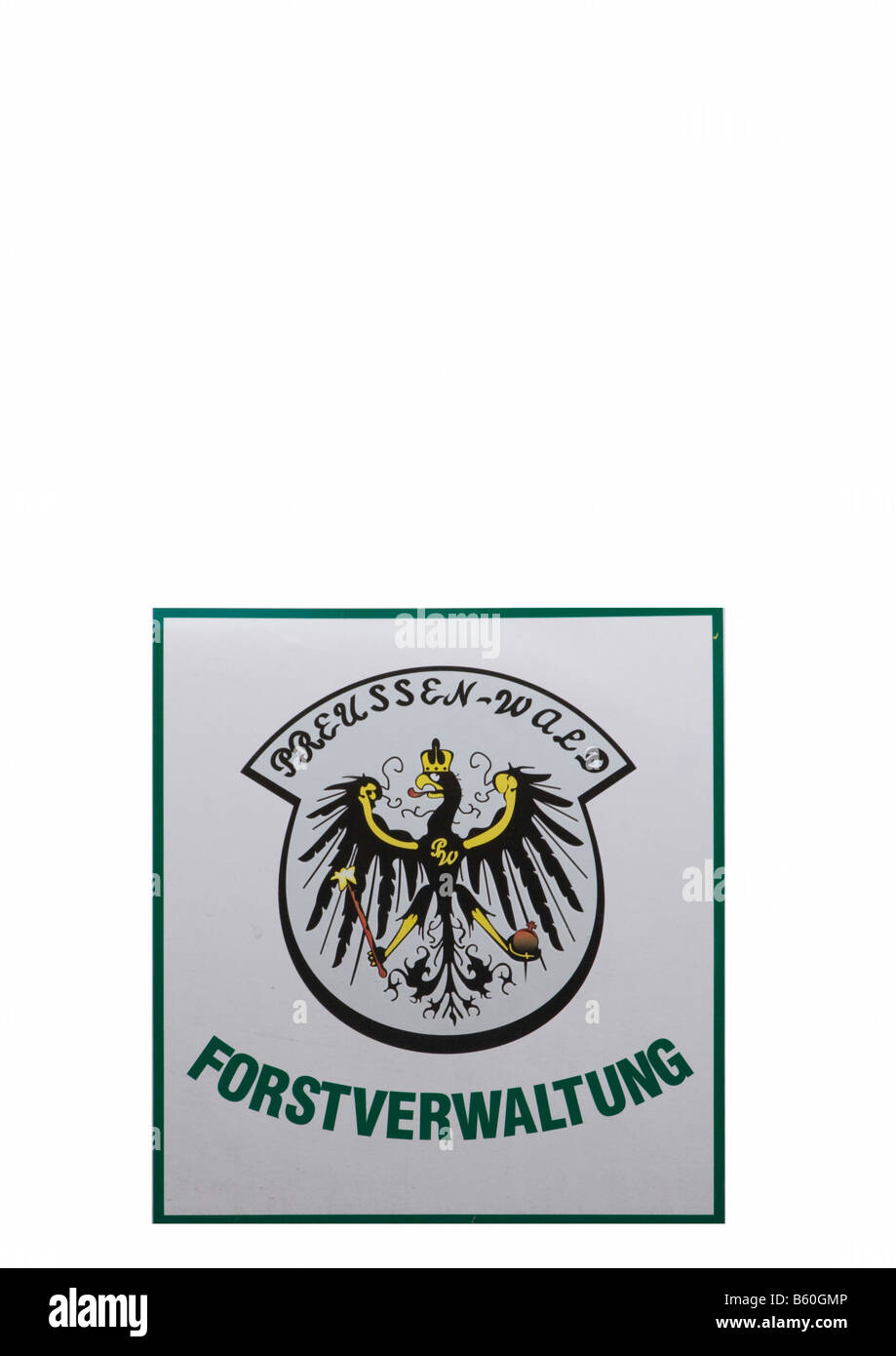 Segno dell'amministrazione forestale, Foresta Prussiano, Brandenburg Foto Stock