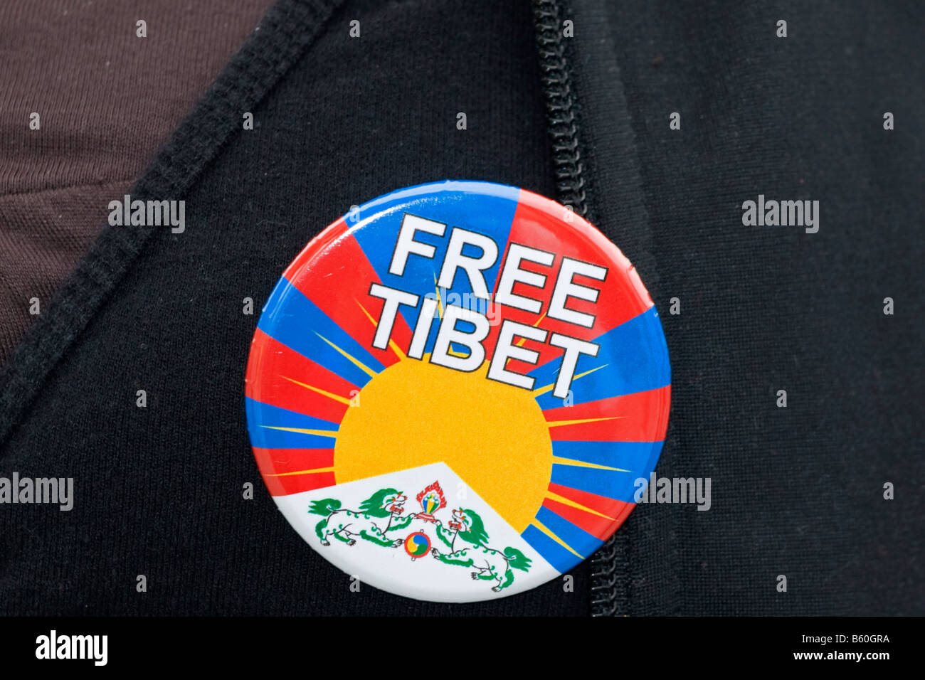 Pulsante, Free Tibet Foto Stock