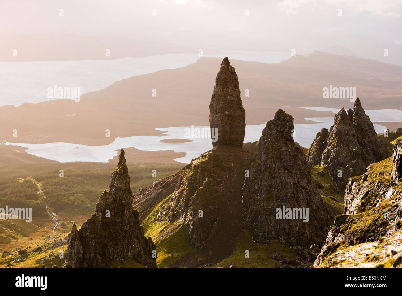 Il Storr (Ago Rock e il vecchio uomo di Storr), Isola di Skye, Scotland, Regno Unito Foto Stock