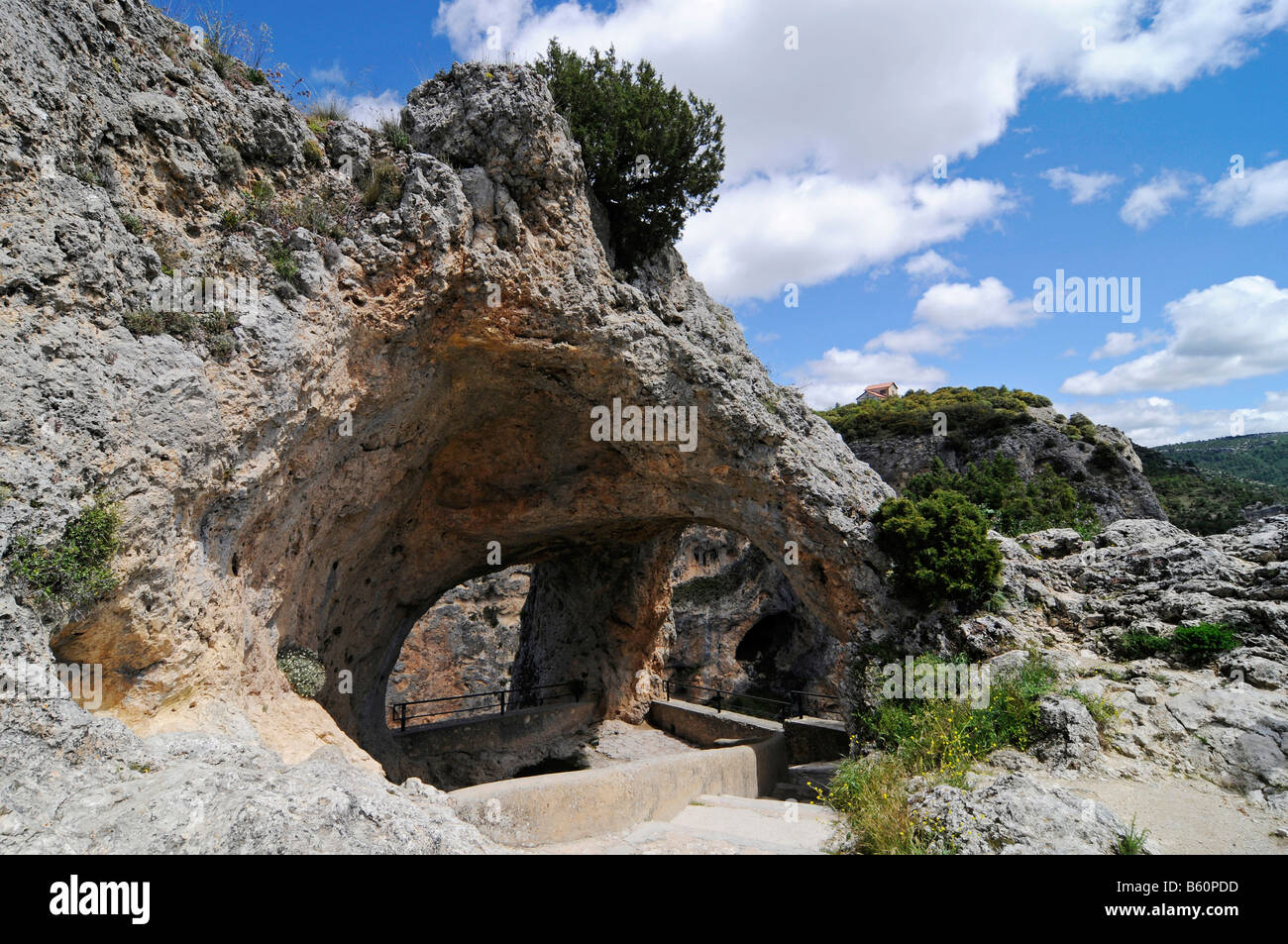 Ventano del Diablo, del diavolo la finestra, formazione di pietra, Lookout Point, Cuenca, Castilla la Mancha, in Spagna, Europa Foto Stock