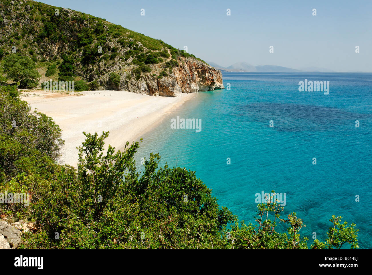 Il mar Ionio, costa vicino Dhermi, Albanese Riviera, Albania, gamma dei