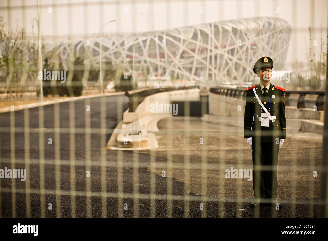 Stadio Nazionale di Pechino progettato dall architetto Herzog de Meuron a Beijing in Cina nel mese di aprile 2008 Foto Stock