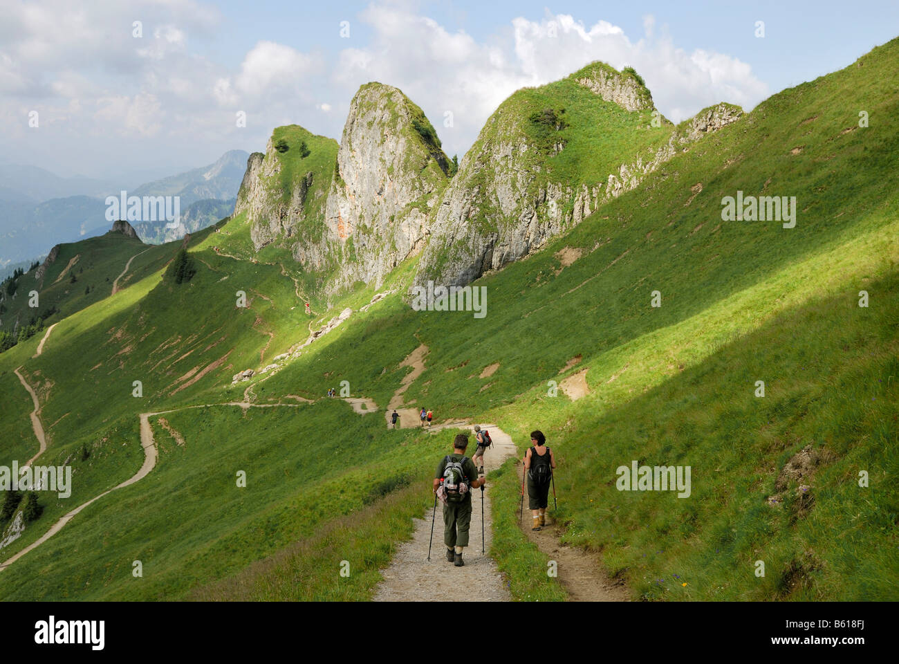 Gli escursionisti nella zona Rotwand Mangfall, montagne, Alta Baviera Foto Stock