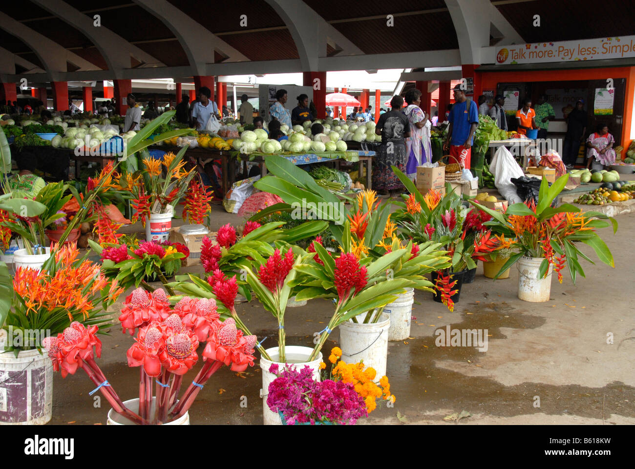 Fiori tropicali market di Port Vila Isola Efate Vanuatu Foto Stock