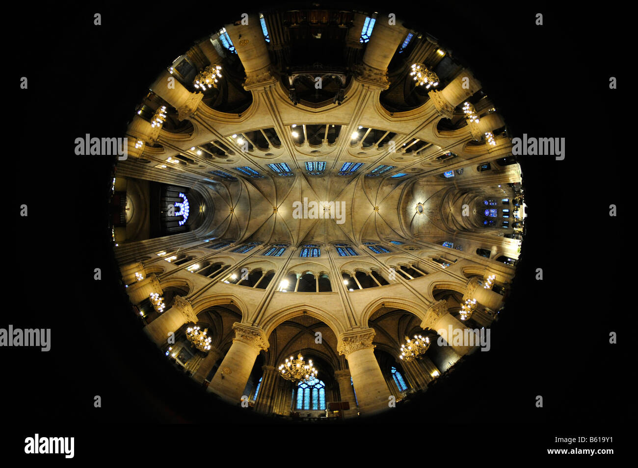 Vista interna di Notre Dame de Paris, Parigi, Francia, Europa Foto Stock